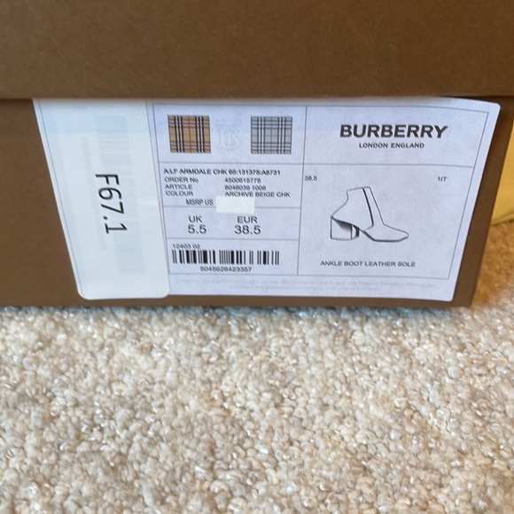 NWT Burberry Armdale Check Plaid Ankle Boots - Picture 2 of 7